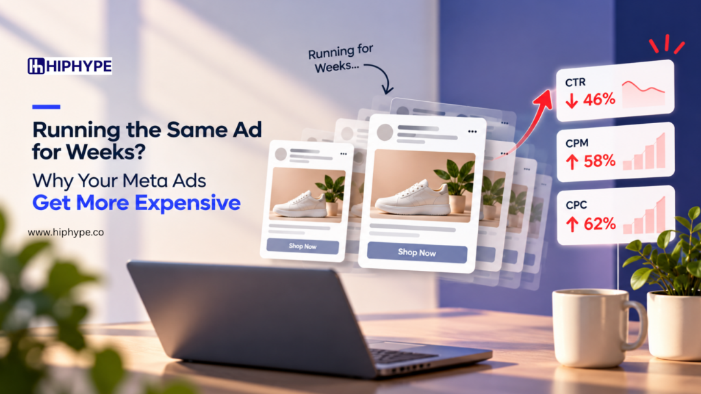 Meta Ads ad fatigue causing declining CTR and rising CPC and CPM