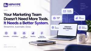Marketing automation system with AI workflows, lead management, and automated reporting